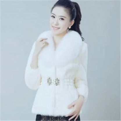 New Short Fur Coat Women Jacket 2024 Autumn Winter Imitation Rabbit Hair Short Korean Loose Thin Large Fur Collar Women Coat