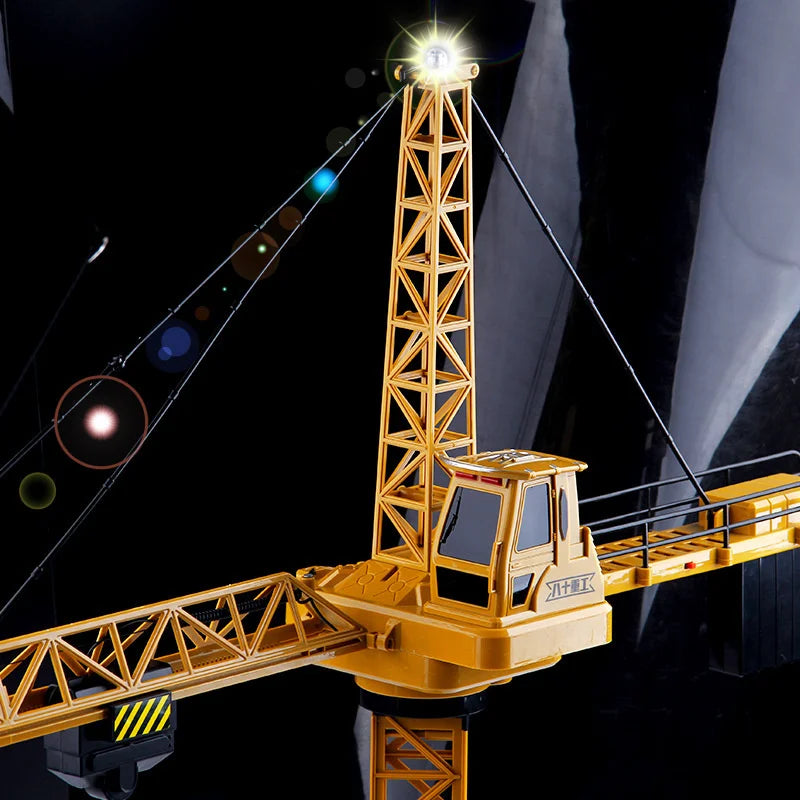 New 2026 Upgraded Version Remote Control Construction Crane 6CH 128CM 680 Rotation Lift Model 2.4G RC Tower Crane Toy For Kids
