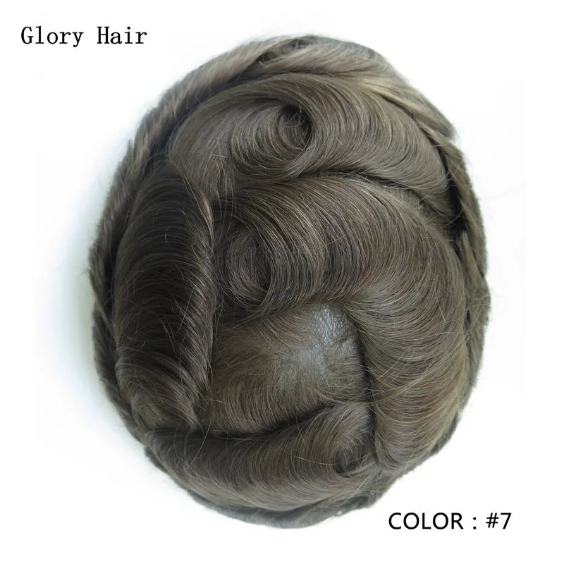 0.12-0.14mm Injected Male Hair Prosthesis Injection Thin Skin Toupee Man Wigs Human Hair Men's Capillary Prothesis For Hair Loss