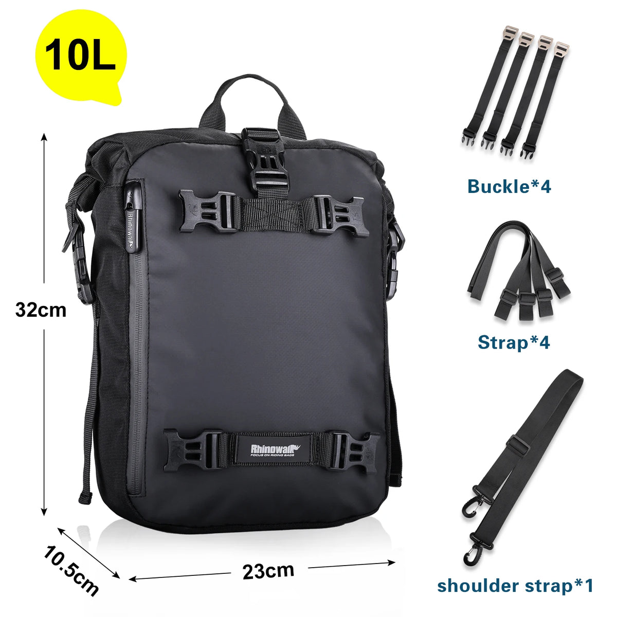 Rhinowalk Motorcycle Rear Seat Bag 10L/20L/30L Waterproof Motocross Luggage Pack Multi-Function Tail Bag with Raincover
