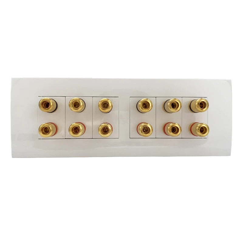 12 Ports Gold Binding Posts Wall Plate Audio Speaker Connector Banana Plug Outlet For 6.0 Surround Sound No Soldering Required