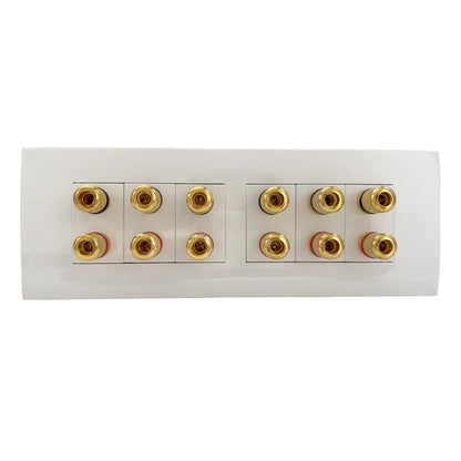 12 Ports Gold Binding Posts Wall Plate Audio Speaker Connector Banana Plug Outlet For 6.0 Surround Sound No Soldering Required
