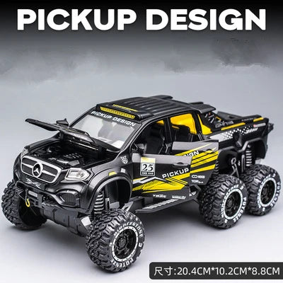 1:28 X-Class 6*6 Wheel Alloy Pickup Car Model Diecast & Toy Metal Off-road Vehicles Car Model High Simulation Childrens Toy Gift