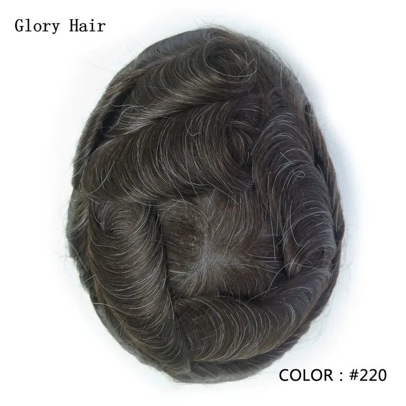 0.12-0.14mm Injected Male Hair Prosthesis Injection Thin Skin Toupee Man Wigs Human Hair Men's Capillary Prothesis For Hair Loss