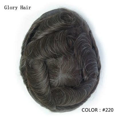 0.12-0.14mm Injected Male Hair Prosthesis Injection Thin Skin Toupee Man Wigs Human Hair Men's Capillary Prothesis For Hair Loss