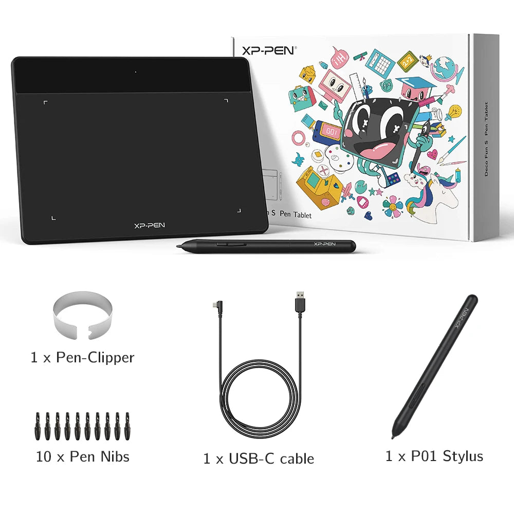 XPPen Deco Fun XS Graphic Tablet 8192 levels Tilt Digital Drawing Tablet 266RPS Support Android Mac Linux Windows Chrome