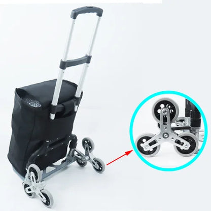 100KG All Terrain Stair Climbing Cart Hand Truck with Bungee Cord Folding Trolley for Upstairs Cargo with 6 Crystal Wheels 트롤리