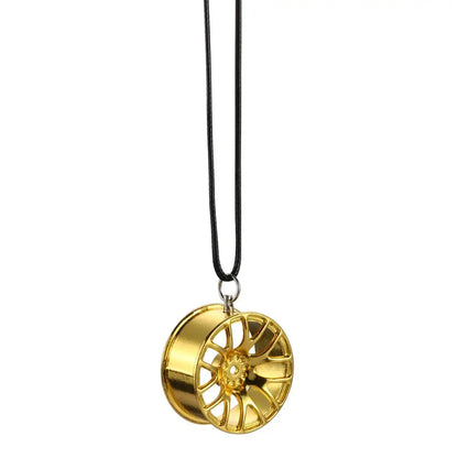 Car Ornament Pendant Metal Wheel Hub Flywheel Hanging Hip-hop Auto Interior Rear View Mirror Decoration Dangle Trim Accessories