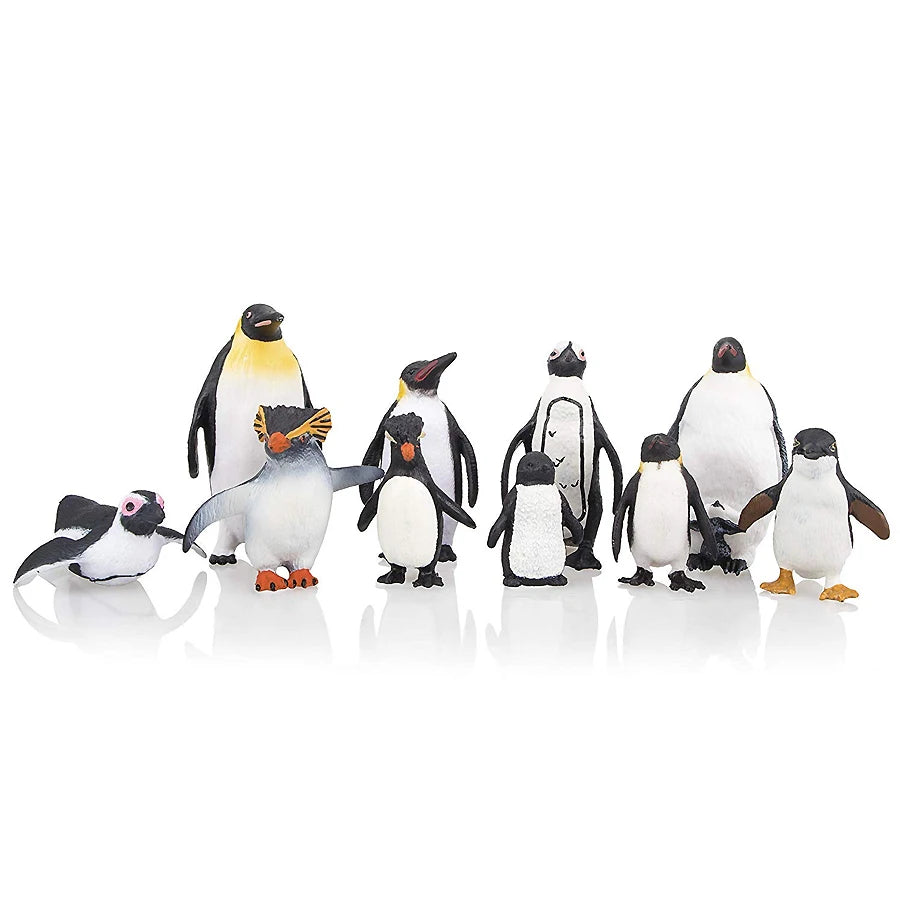 Simulation Penguin Models Figurines,Antarctic Set with Different Varieties of Penguin Cub Ocean Animal Model Cake Toppers Gift