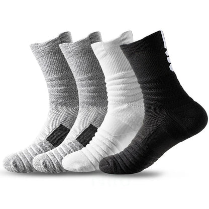 High Socks Men Basketball Sport Socks Breathable Running Cycling Soccer Hiking Black Athletic Cotton Sock Men Winter Warm Socks