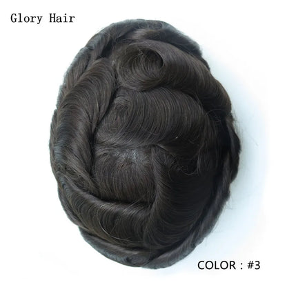 0.12-0.14mm Injected Male Hair Prosthesis Injection Thin Skin Toupee Man Wigs Human Hair Men's Capillary Prothesis For Hair Loss