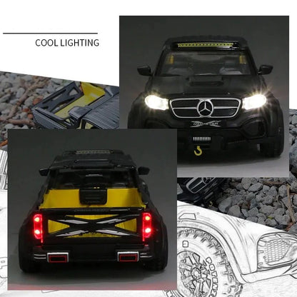 1:28 X-Class 6*6 Wheel Alloy Pickup Car Model Diecast & Toy Metal Off-road Vehicles Car Model High Simulation Childrens Toy Gift