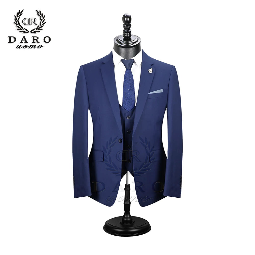2026 DR DARO UOMO Men Suits Slim Fit for Business Work and Wedding Wear 3Pcs Set DRV6158