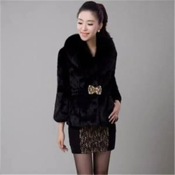 New Short Fur Coat Women Jacket 2024 Autumn Winter Imitation Rabbit Hair Short Korean Loose Thin Large Fur Collar Women Coat