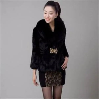 New Short Fur Coat Women Jacket 2024 Autumn Winter Imitation Rabbit Hair Short Korean Loose Thin Large Fur Collar Women Coat