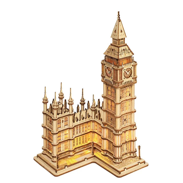 Robotime 3D Puzzle Wooden Kits DIY Tower Bridge Big Ben Set  Eiffel Tower Model Kit Home Decor Birthday Gifts