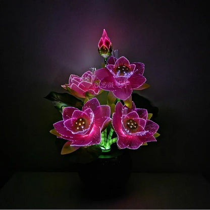 Led Flower Lights Lotus Light Fiber Optic Lights Buddha Lamp Fo Lamp Novelty Artistic Optical Fiber Flower