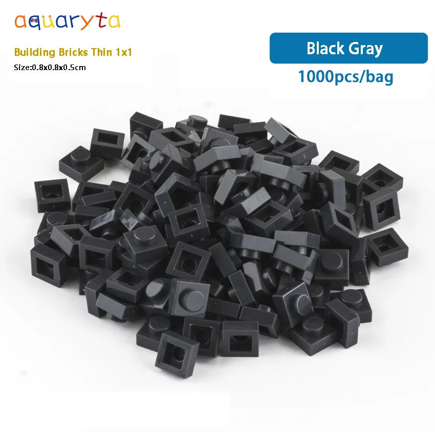 Aquaryta 1000pcs Building Bricks Thin 1X1 Bulk Compatible With Logo 3024 Educational Assemblage Construction Toys Gift for Kids