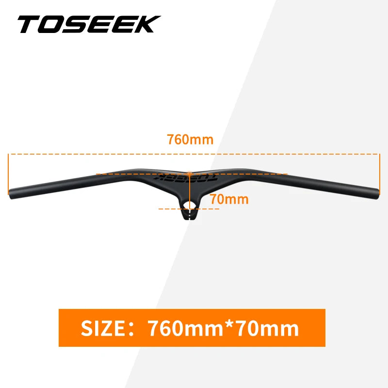 TOSEEK Handlebars MTB Bicycle Integrated Handlebar and Stem -17 Degrees Carbon Fibre Handle Bar Mountain Bike Parts 28.6mm