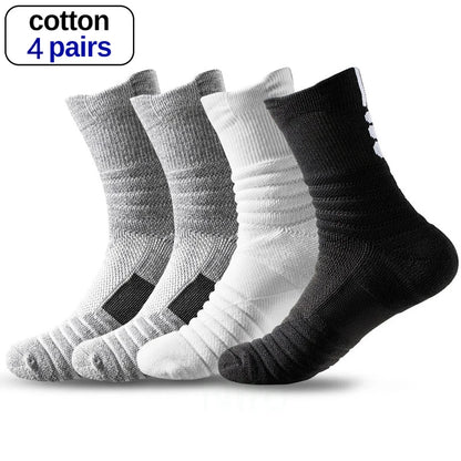 High Socks Men Basketball Sport Socks Breathable Running Cycling Soccer Hiking Black Athletic Cotton Sock Men Winter Warm Socks