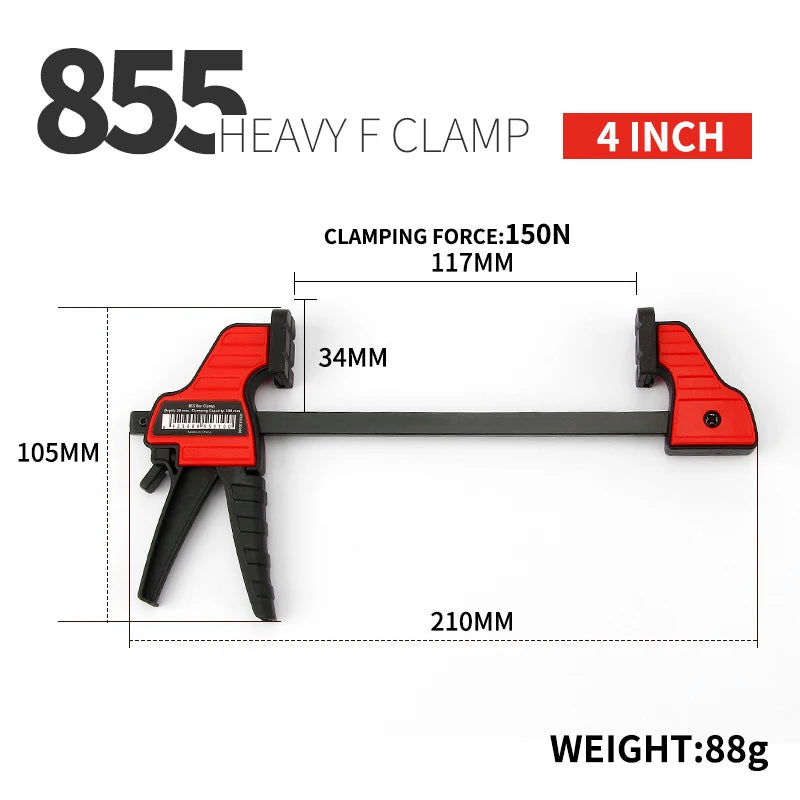 4 6 12 Inch Quick Ratchet F Clamp Heavy Duty Wood Working Work Bar Clamp Clip Kit Woodworking Reverse Clamping 100 150 300mm