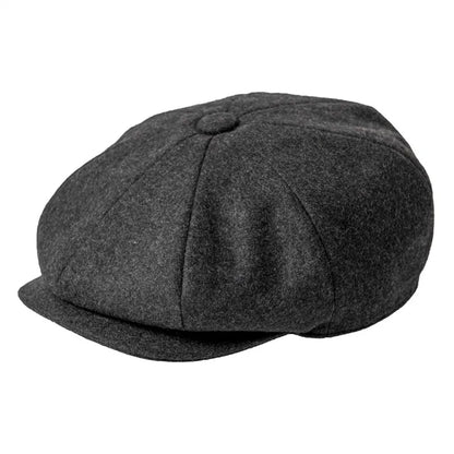 JANGOUL Newsboy Caps News Fashion Men Wool Blend Flat Cap 8 Pane Hat Driving Hats with Button Front Gatsby Cap for Male