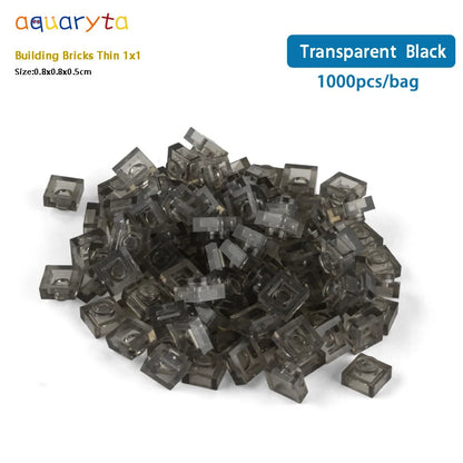 Aquaryta 1000pcs Building Bricks Thin 1X1 Bulk Compatible With Logo 3024 Educational Assemblage Construction Toys Gift for Kids