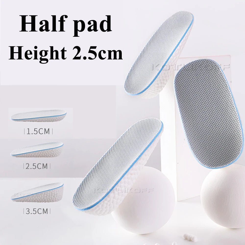 KOTLIKOFF 1.5-3.5cm Height Increase Insoles Breathable High-Elastic Sport Sole Pad Heel Insert Taller Support Absorbant Foot Pad