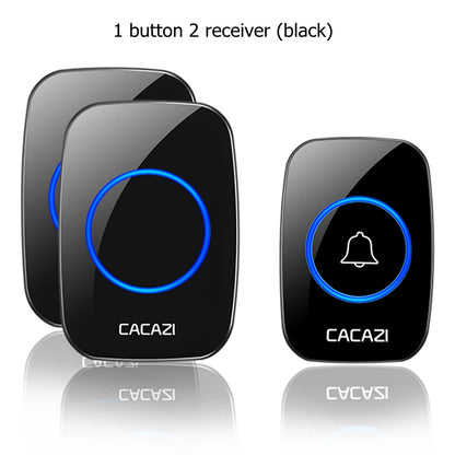 CACAZI Wireless Waterproof Doorbell 300m Range US EU UK AU Plug Home Intelligent Door Bell Chime 1 2 Button 1 2 3 Receiver