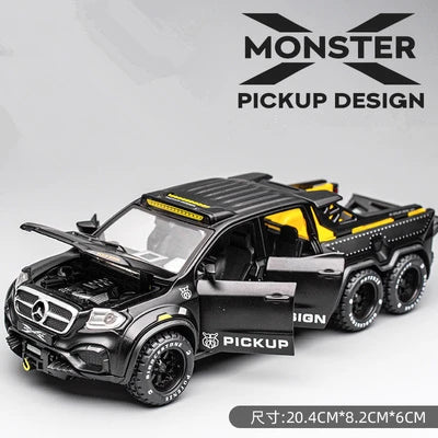 1:28 X-Class 6*6 Wheel Alloy Pickup Car Model Diecast & Toy Metal Off-road Vehicles Car Model High Simulation Childrens Toy Gift