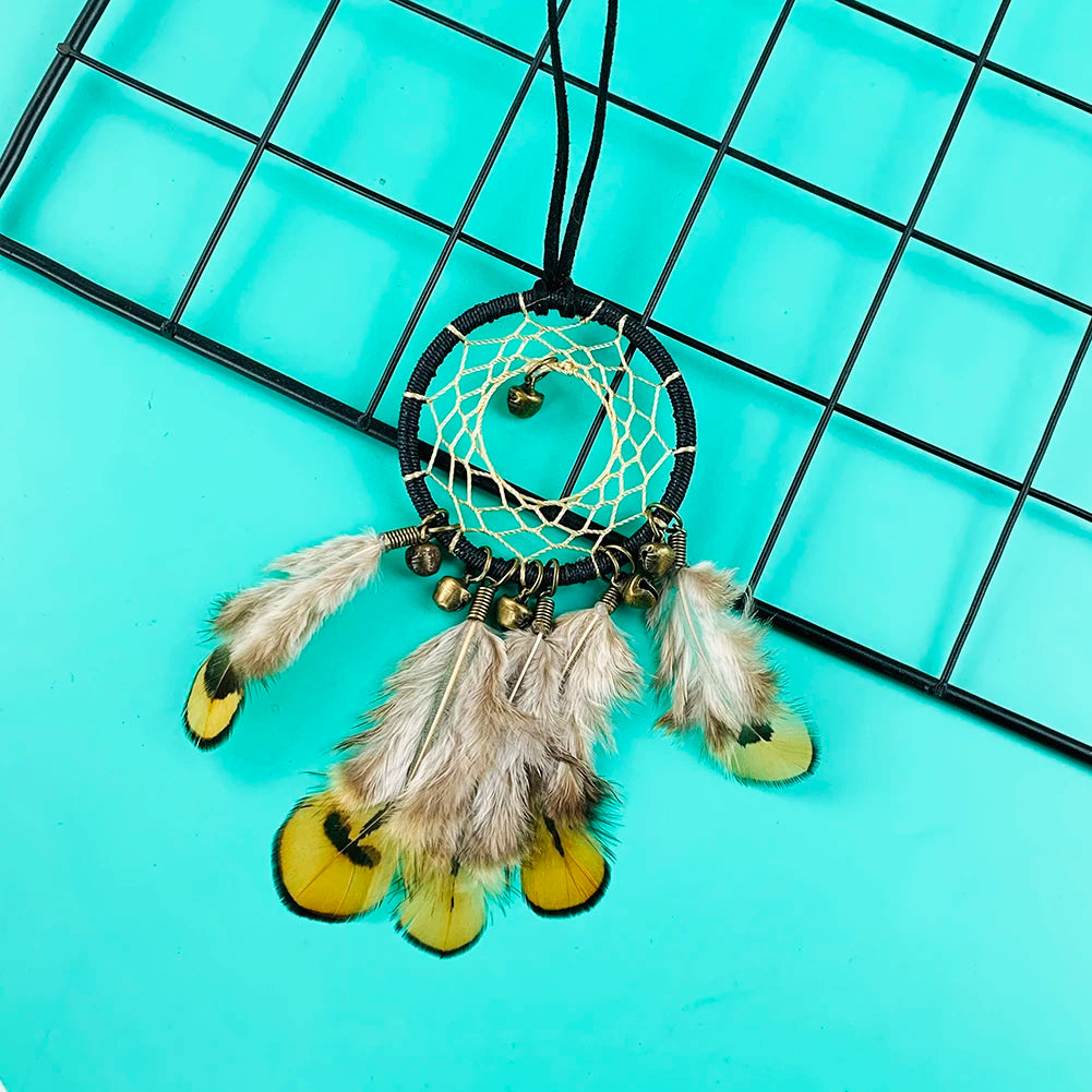 Indian Style Bell Feather Dream Catcher Wall Car Hanging Decoration Wind Chimes Girls Kids Aesthetic Room Decor Accessories Gift