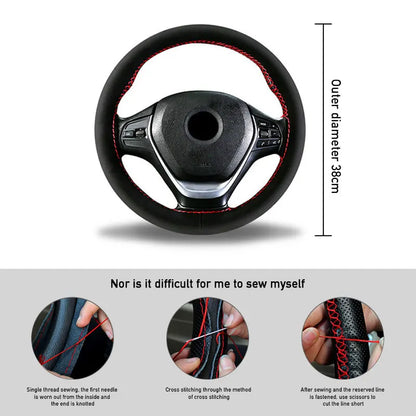 Fur Steering Wheel Cover For Car Universal 38cm Braided Car Steering Wheel Protection Cover Leather Anti Slip Interior Parts