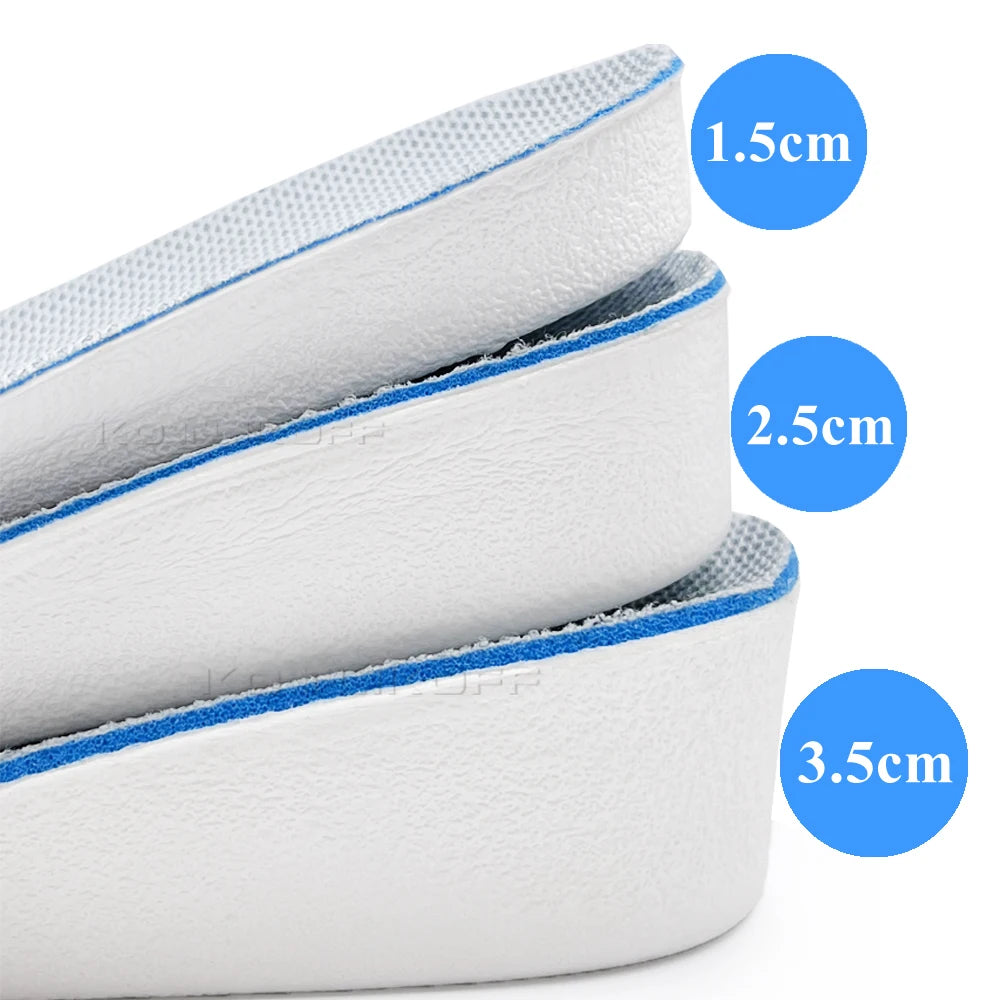 KOTLIKOFF 1.5-3.5cm Height Increase Insoles Breathable High-Elastic Sport Sole Pad Heel Insert Taller Support Absorbant Foot Pad