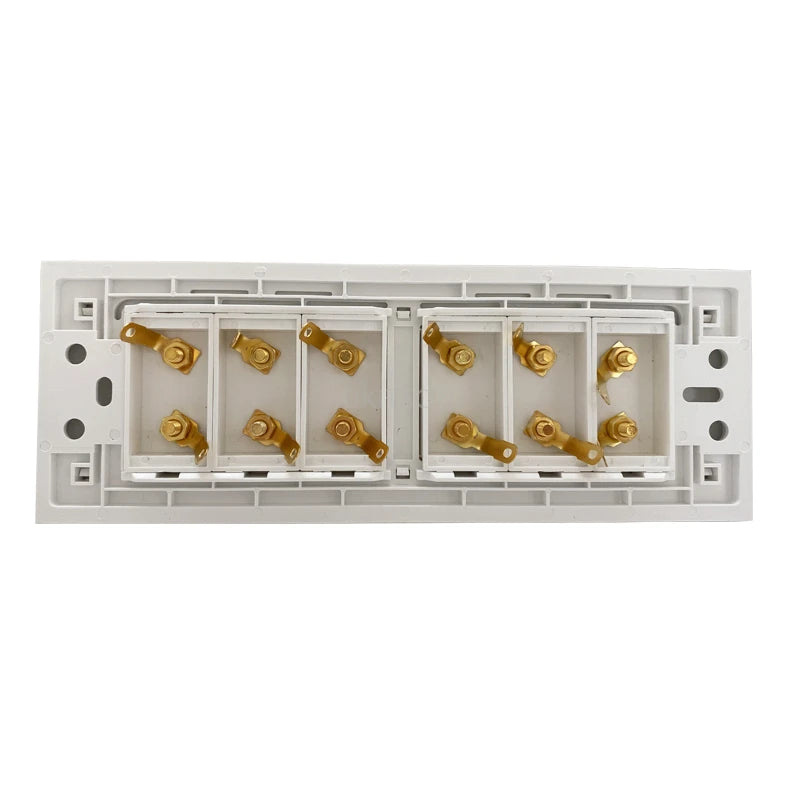 12 Ports Gold Binding Posts Wall Plate Audio Speaker Connector Banana Plug Outlet For 6.0 Surround Sound No Soldering Required