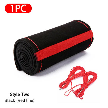 Fur Steering Wheel Cover For Car Universal 38cm Braided Car Steering Wheel Protection Cover Leather Anti Slip Interior Parts