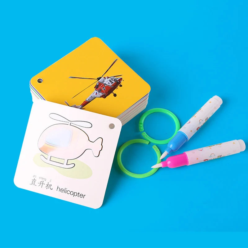 New Montessori Reusable Magic Water Drawing Book for Kids Coloring Picture Card Recognition Painting Board Educational Toys