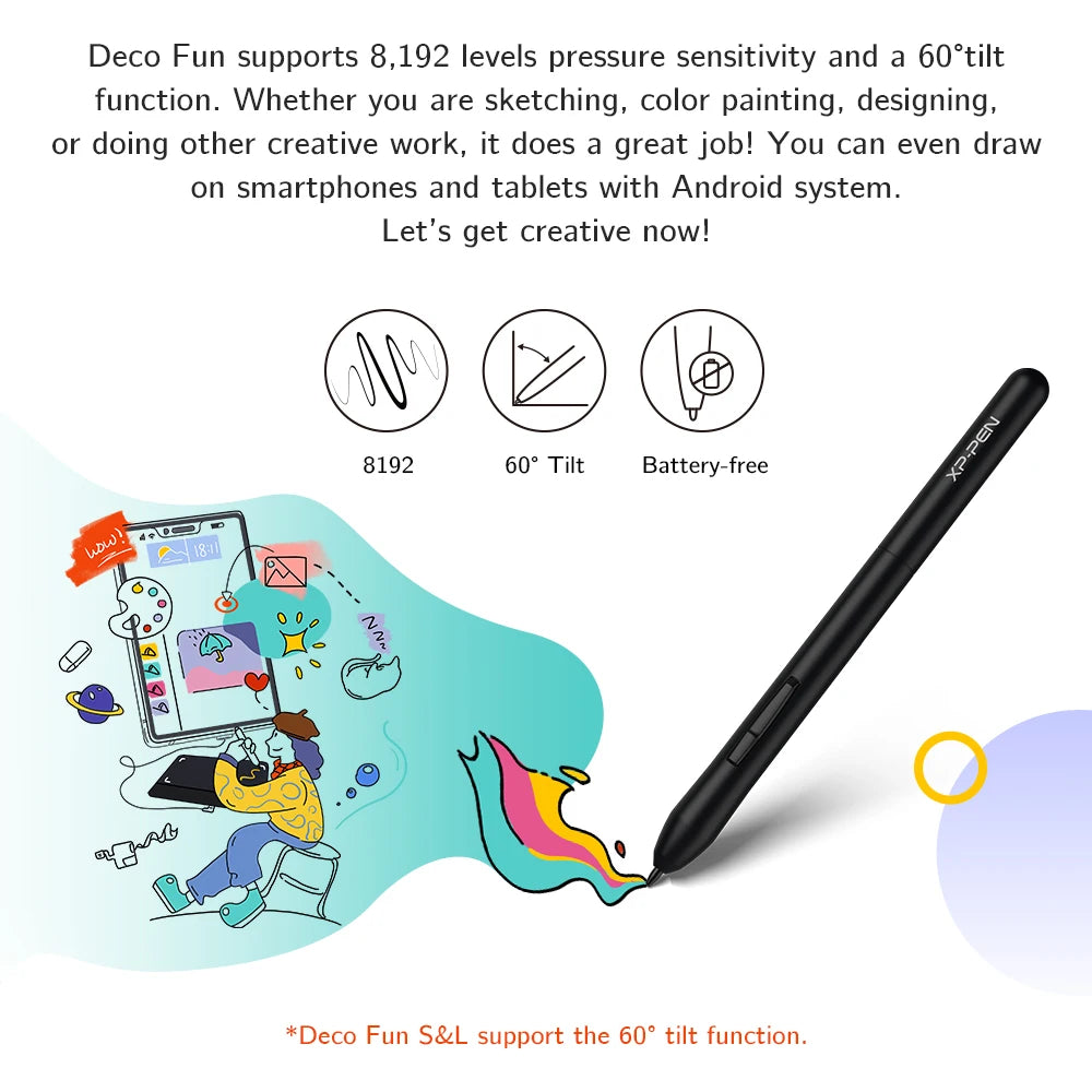 XPPen Deco Fun XS Graphic Tablet 8192 levels Tilt Digital Drawing Tablet 266RPS Support Android Mac Linux Windows Chrome