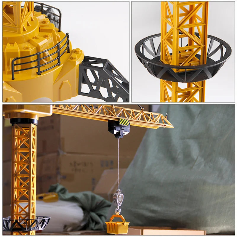 New 2026 Upgraded Version Remote Control Construction Crane 6CH 128CM 680 Rotation Lift Model 2.4G RC Tower Crane Toy For Kids