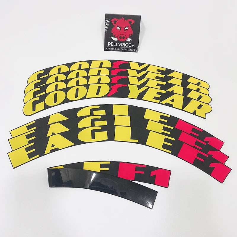 8pcs Car Tire Wheel Stickers Car Tuning Universal 3D Permanent PVC Joined Lettering Sticker Car Stickers Car Lettering Sticker