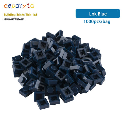 Aquaryta 1000pcs Building Bricks Thin 1X1 Bulk Compatible With Logo 3024 Educational Assemblage Construction Toys Gift for Kids