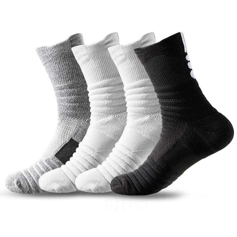 High Socks Men Basketball Sport Socks Breathable Running Cycling Soccer Hiking Black Athletic Cotton Sock Men Winter Warm Socks