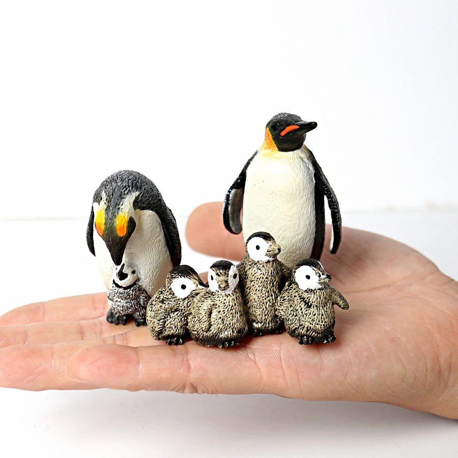 Simulation Penguin Models Figurines,Antarctic Set with Different Varieties of Penguin Cub Ocean Animal Model Cake Toppers Gift