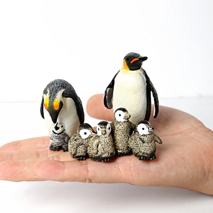 Simulation Penguin Models Figurines,Antarctic Set with Different Varieties of Penguin Cub Ocean Animal Model Cake Toppers Gift