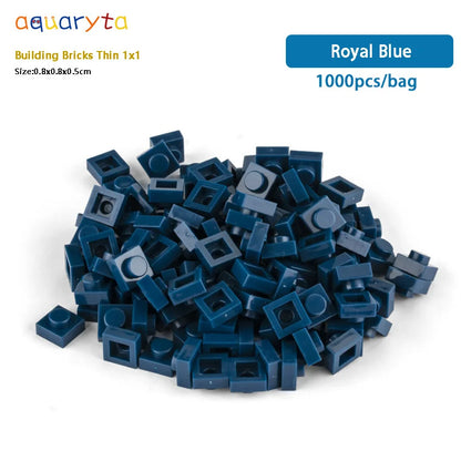 Aquaryta 1000pcs Building Bricks Thin 1X1 Bulk Compatible With Logo 3024 Educational Assemblage Construction Toys Gift for Kids