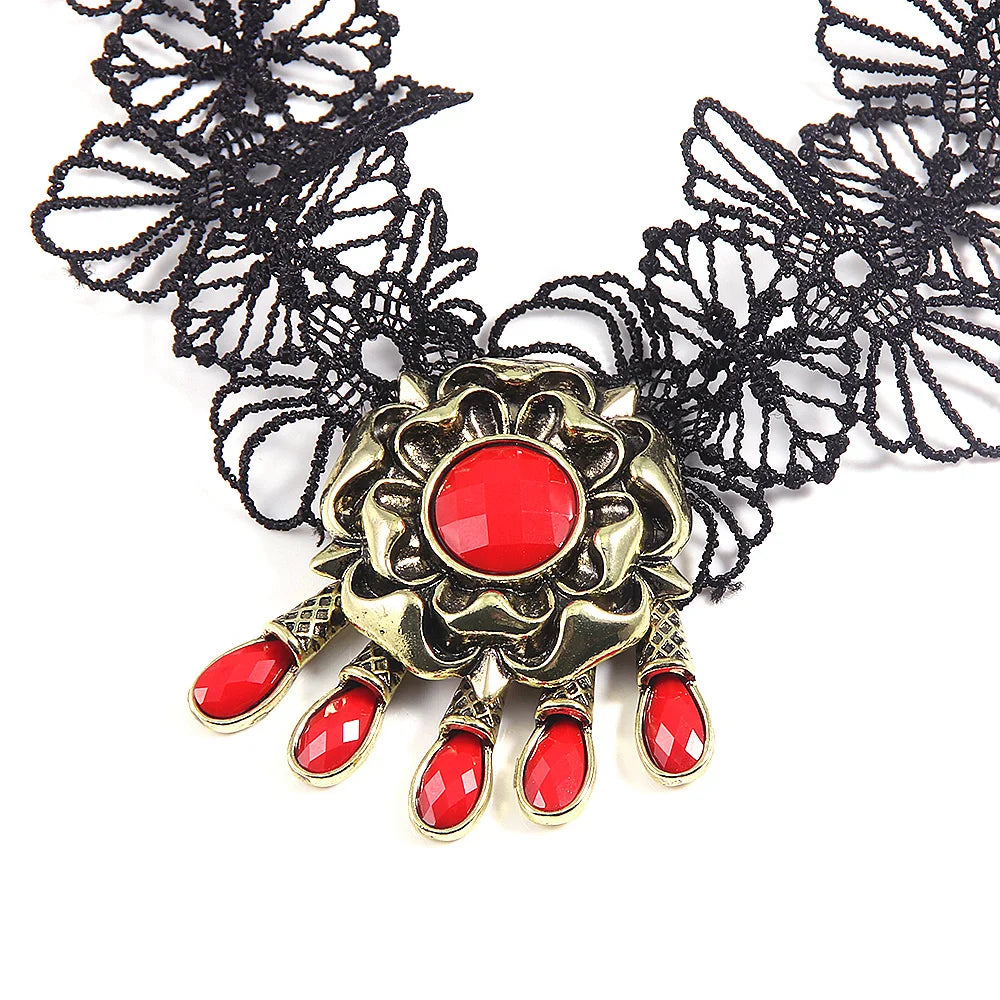 Residents Evils 8 Village Cosplay Necklaces Lady Dimitrescu's Daniela Bela Lace Flowers Collar Choker Halloween Jewelry Gifts