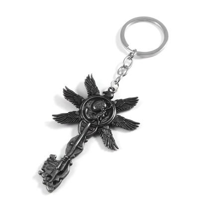 Game Residents Evils 8 Village Keychain Vintage Six-Winged Unborn Key Pendant Keyring For Men Women Bag Car Key Holder Jewelry