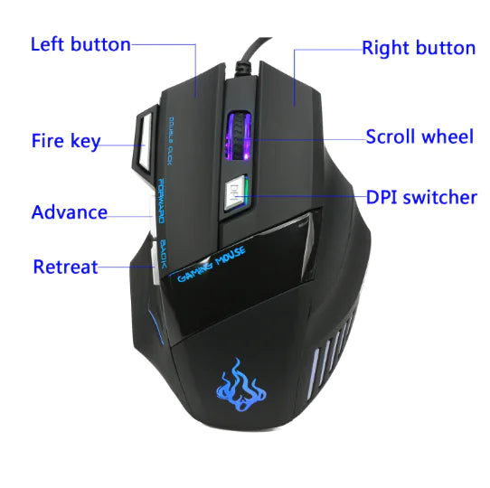 Professional Gaming Mouse 7 customizable buttons