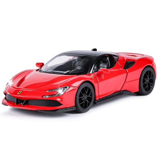 Toy Cars Ferrari Model for Kids 1:32 Diecast Metal Toy CarsPull Back Car with Light and Music Ferrari SF90 Toy Car Collectible Model Carsfor Boys Age 3 + Year Old