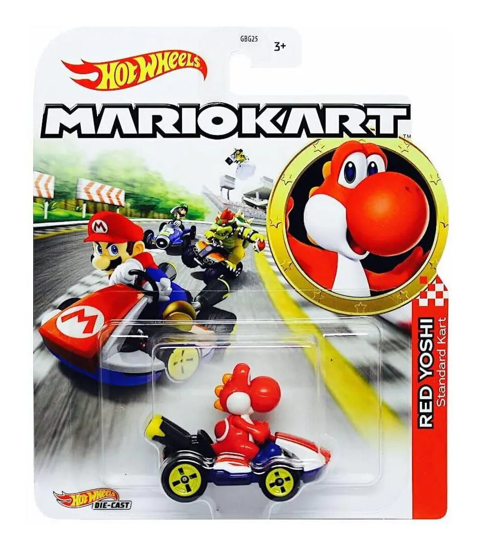 Hot Wheels Mario kart Standard Kart 1:64 Scale Red Yoshi