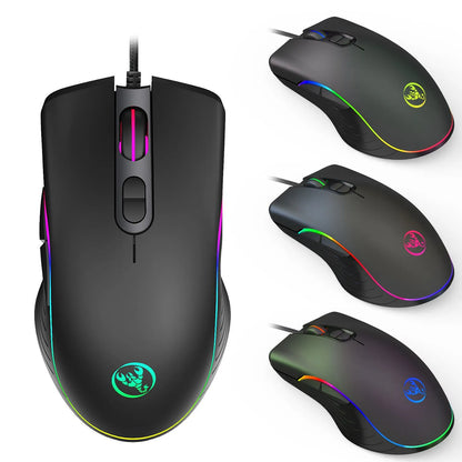 Glowing Wired Gaming Mouse 6400 DPI sensor four adjustable resolution